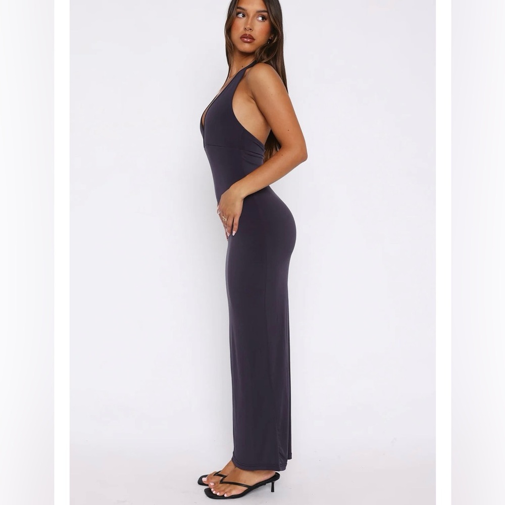 White Fox We All Want More Halter Neck Maxi Dress Charcoal Blue - Picture 3 of 9